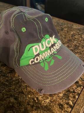 Duck Commander Gray and Neon Green Distressed Youth Baseball Cap Strapback